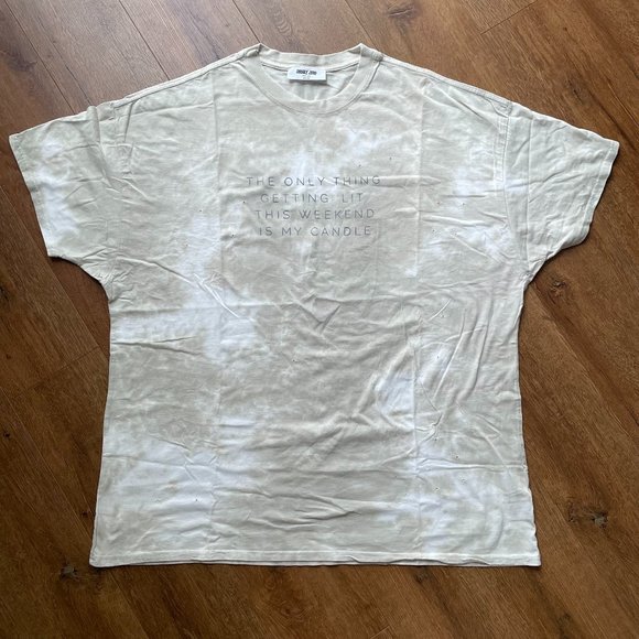 Double Zero Womens Size Large Cotton Oversized Top Shirt Distressed Beige - Picture 1 of 9